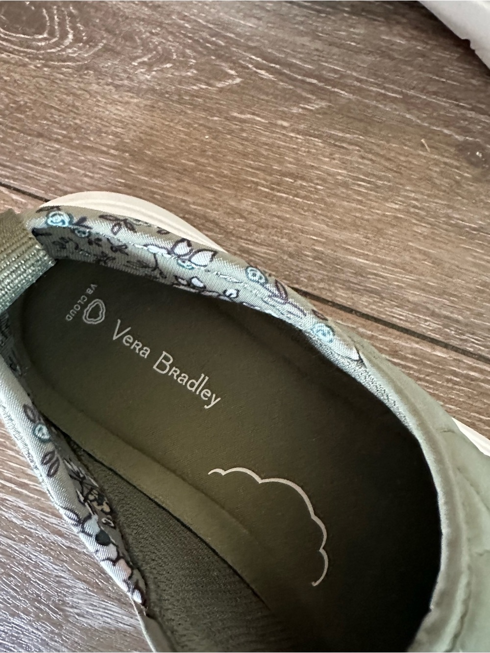 Vera Bradley Quilted Olive Green Slip-Ons - Picture 3 of 4